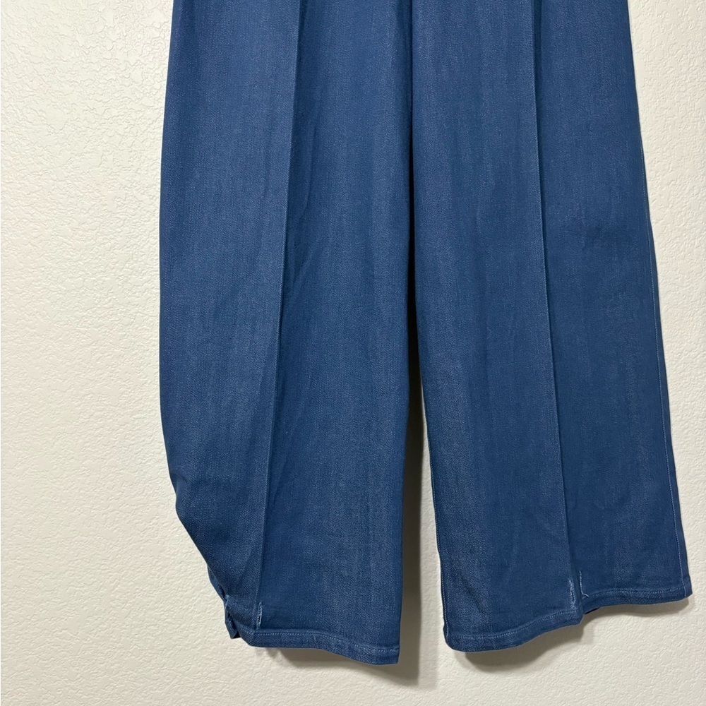 Meg Denim Blue Trousers/Palazzo Wide Leg, Ultra High Rise. Adj. Ankle, Pockets. - Picture 6 of 16